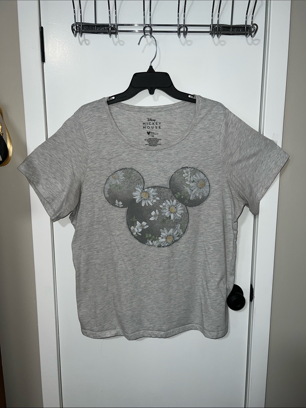 Women’s Disney Mickey Mouse Grey Floral Daisy Graphic Tee